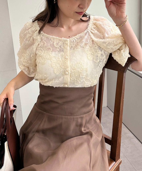 one after another NICE CLAUP（ワンアフターアナザーナイスクラップ）の「2way/フラワーレースブラウス（シャツ/ブラウス・レディース・オフホワイト/ピンク/アイボリー・FREE）」の9枚目の写真