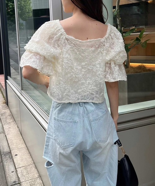 one after another NICE CLAUP（ワンアフターアナザーナイスクラップ）の「2way/フラワーレースブラウス（シャツ/ブラウス・レディース・オフホワイト/ピンク/アイボリー・FREE）」の7枚目の写真