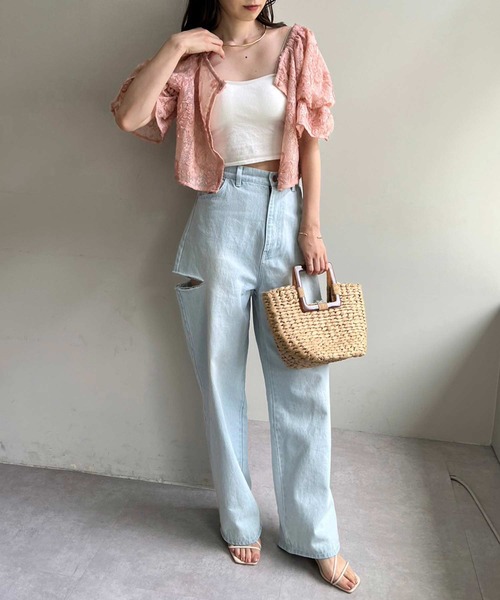 one after another NICE CLAUP（ワンアフターアナザーナイスクラップ）の「2way/フラワーレースブラウス（シャツ/ブラウス・レディース・オフホワイト/ピンク/アイボリー・FREE）」の12枚目の写真