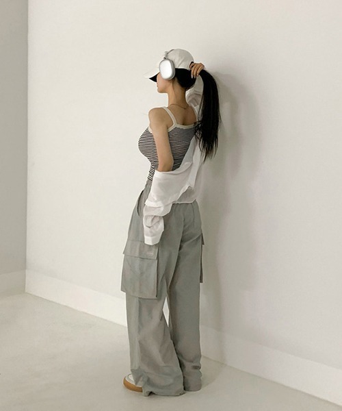 BEIDELLI（ベイデリー）の「[BELLIDE MADE] ミルクナイロン2wayワイド&ジョガーカーゴパンツ（カーゴパンツ・レディース・グレー/カーキ/ピンク/アイボリー・SHORT/LONG）」の14枚目の写真