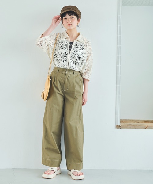 Crisp（クリスプ）の「レースレトロシャツ（シャツ/ブラウス・レディース・アイボリー/ブラック・FREE）」の3枚目の写真