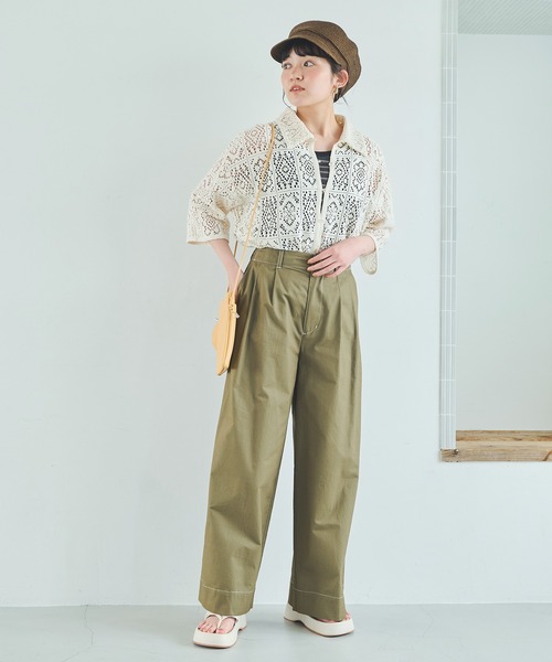 Crisp（クリスプ）の「レースレトロシャツ（シャツ/ブラウス・レディース・アイボリー/ブラック・FREE）」の4枚目の写真