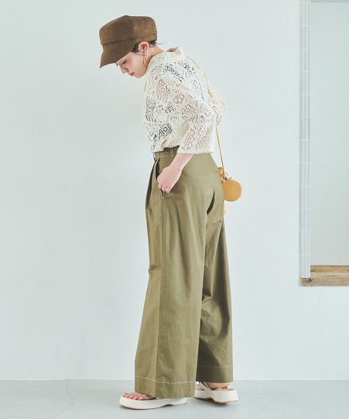 Crisp（クリスプ）の「レースレトロシャツ（シャツ/ブラウス・レディース・アイボリー/ブラック・FREE）」の5枚目の写真