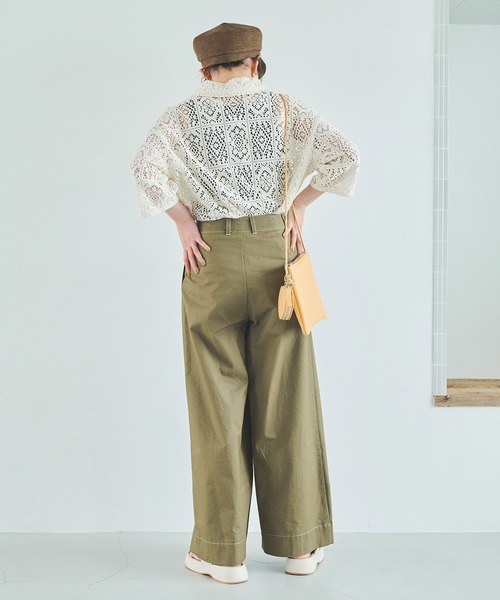 Crisp（クリスプ）の「レースレトロシャツ（シャツ/ブラウス・レディース・アイボリー/ブラック・FREE）」の6枚目の写真