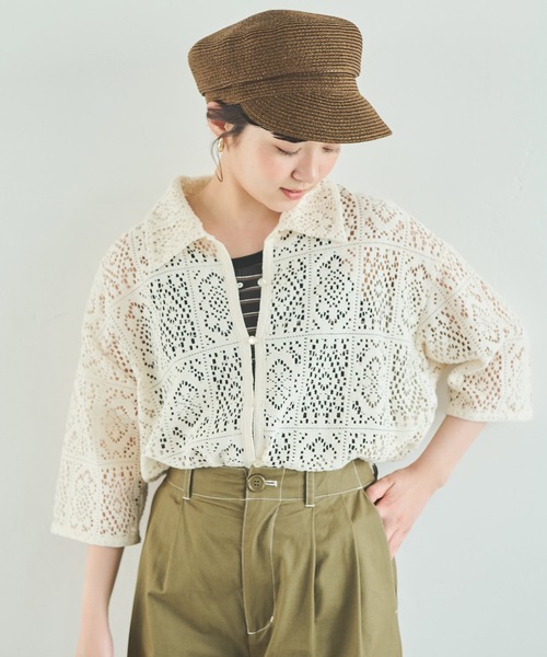 Crisp（クリスプ）の「レースレトロシャツ（シャツ/ブラウス・レディース・アイボリー/ブラック・FREE）」の9枚目の写真