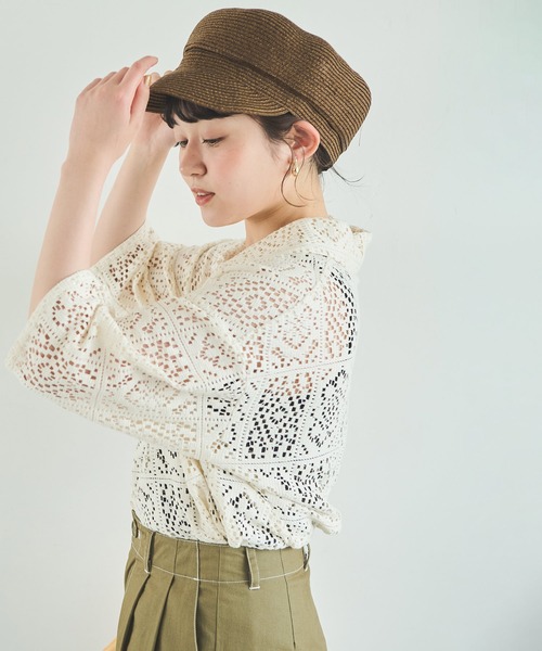 Crisp（クリスプ）の「レースレトロシャツ（シャツ/ブラウス・レディース・アイボリー/ブラック・FREE）」の11枚目の写真