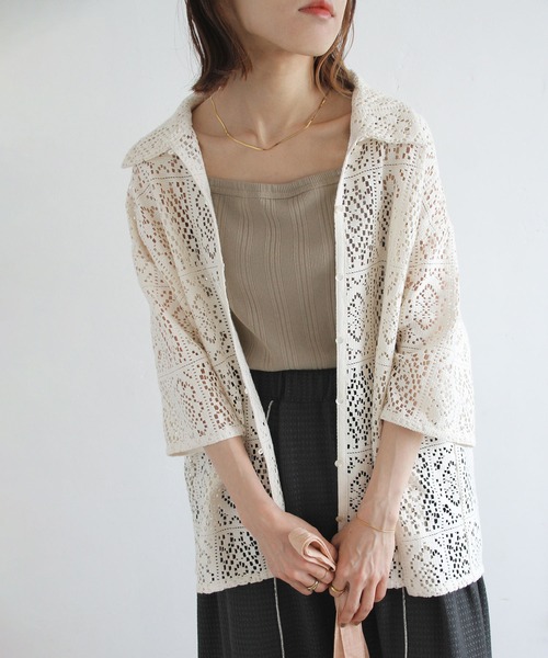 Crisp（クリスプ）の「レースレトロシャツ（シャツ/ブラウス・レディース・アイボリー/ブラック・FREE）」の14枚目の写真
