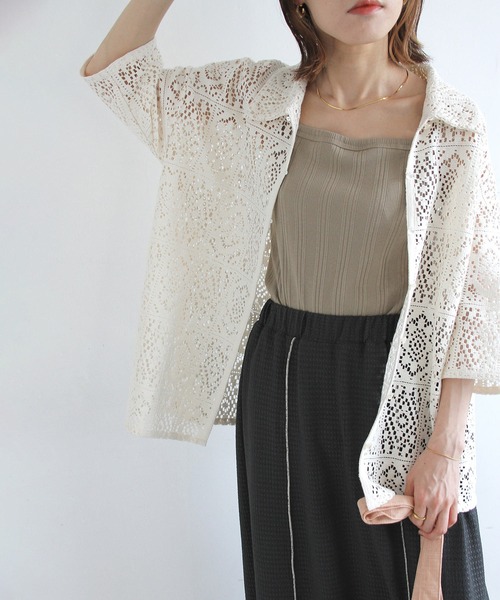 Crisp（クリスプ）の「レースレトロシャツ（シャツ/ブラウス・レディース・アイボリー/ブラック・FREE）」の15枚目の写真