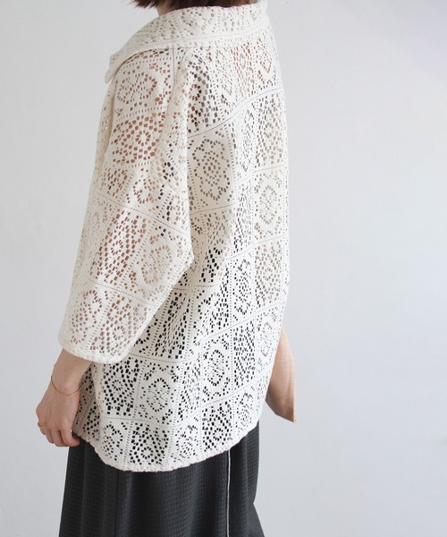 Crisp（クリスプ）の「レースレトロシャツ（シャツ/ブラウス・レディース・アイボリー/ブラック・FREE）」の18枚目の写真