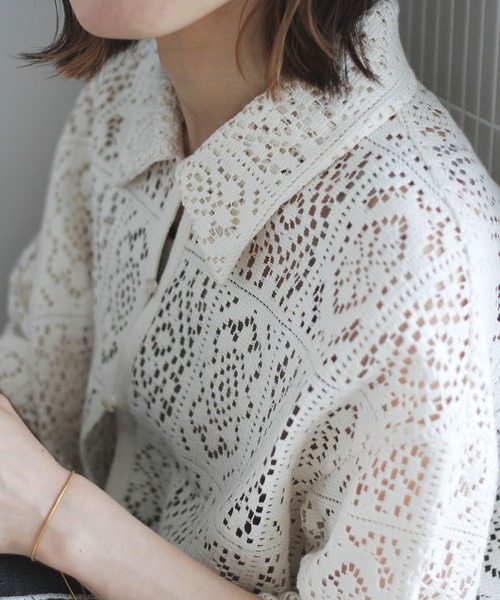 Crisp（クリスプ）の「レースレトロシャツ（シャツ/ブラウス・レディース・アイボリー/ブラック・FREE）」の22枚目の写真