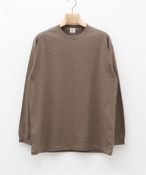 EDIFICE（エディフィス）の「アルビニ ボーダーロングスリーブ Tシャツ（Tシャツ/カットソー・メンズ・ブラック/ベージュ・MEDIUM/LARGE）」の2枚目の写真