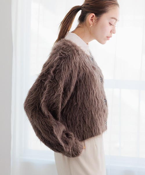 mysty woman（ミスティウーマン）の「【前後2WAY！】シャギー2WAYカーデ 968220（カーディガン/ボレロ・レディース・ライトグレー/ダークブラウン/オフホワイト・FREE）」の22枚目の写真