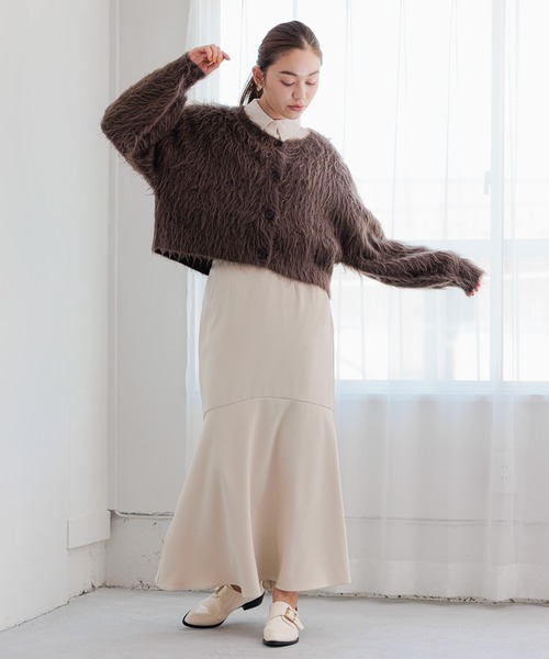 mysty woman（ミスティウーマン）の「【前後2WAY！】シャギー2WAYカーデ 968220（カーディガン/ボレロ・レディース・ライトグレー/ダークブラウン/オフホワイト・FREE）」の20枚目の写真