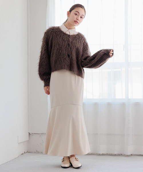 mysty woman（ミスティウーマン）の「【前後2WAY！】シャギー2WAYカーデ 968220（カーディガン/ボレロ・レディース・ライトグレー/ダークブラウン/オフホワイト・FREE）」の21枚目の写真