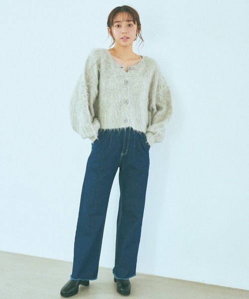 mysty woman（ミスティウーマン）の「【前後2WAY！】シャギー2WAYカーデ 968220（カーディガン/ボレロ・レディース・ライトグレー/ダークブラウン/オフホワイト・FREE）」の19枚目の写真