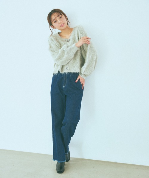 mysty woman（ミスティウーマン）の「【前後2WAY！】シャギー2WAYカーデ 968220（カーディガン/ボレロ・レディース・ライトグレー/ダークブラウン/オフホワイト・FREE）」の18枚目の写真