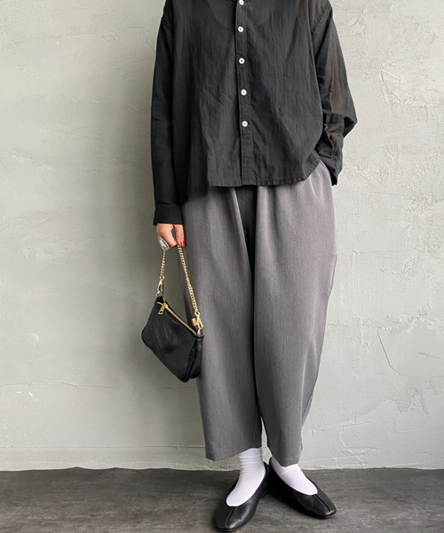 JEANS FACTORY （ジーンズファクトリー）の「[ista-ire/イスタイーレ] “魔法のパンツ” ワイドシルエットイージーパンツ（その他パンツ・レディース・ブラック/グレー・F）」の22枚目の写真