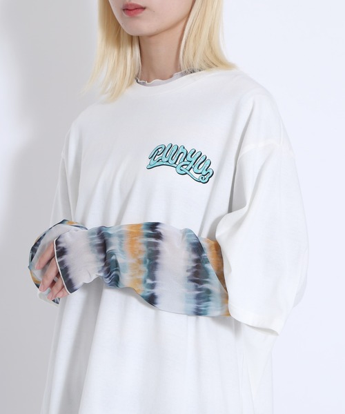 PUNYUS(プニュズ)の「グラデーションシアートップス(Tシャツ/カットソー・レディース・グリーン/オレンジ・3/2/4/1)」の3枚目の写真