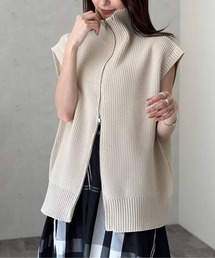 Per sist ence（パーシエンス）の「ハイネックWジップニットベスト(ウォッシャブル/手洗い)（ベスト）」