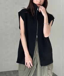 ハイネックWジップニットベスト(ウォッシャブル/手洗い)