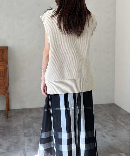 Per sist ence ベスト ジレ ハイネックWジップニットベスト
