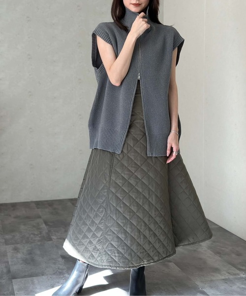 Per sist ence(パーシエンス)の「ハイネックWジップニットベスト(ウォッシャブル/手洗い)(ベスト・レディース・ネイビー/グレー/アイボリー/ブラック/ライトグレー・FREE)」の22枚目の写真