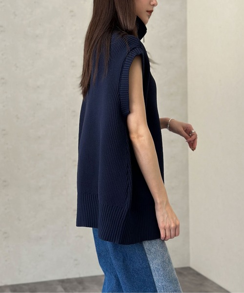 セール】ハイネックWジップニットベスト(ウォッシャブル/手洗い