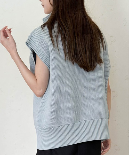 セール】ハイネックWジップニットベスト(ウォッシャブル/手洗い