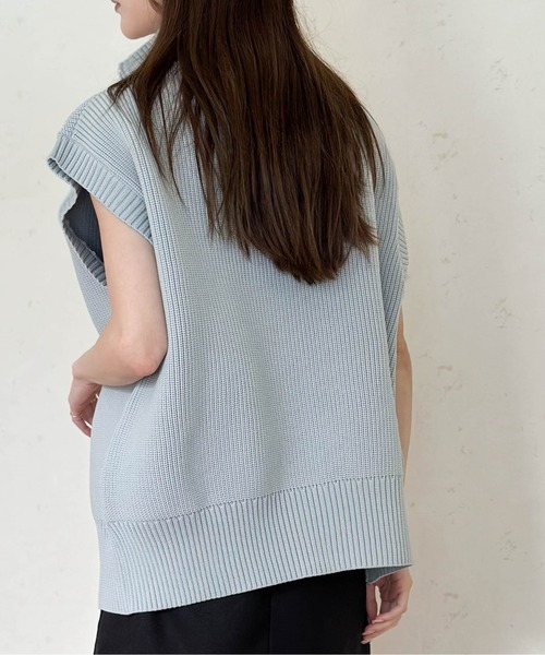 セール】ハイネックWジップニットベスト(ウォッシャブル/手洗い
