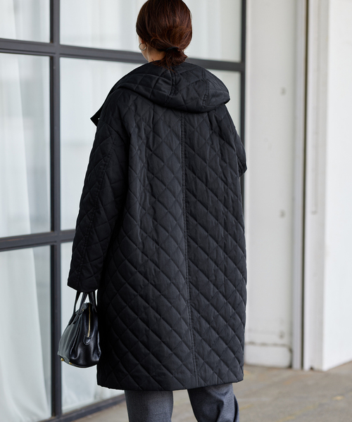 美品　framework キルティングフーディコート　ブラック　38 FRAMeWORK（フレームワーク）の「キルティングフーディコート（その他