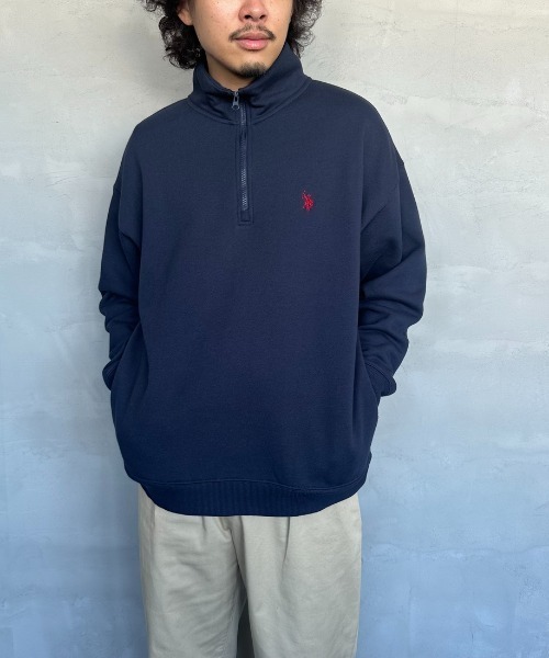 U.S. POLO ASSN.（ユーエスポロアッスン）の「【WEB限定】[U.S. POLO ASSN./ユーエスポロアッスン] 別注 ワンポイントロゴ刺繍 ハーフジップスウェット（スウェット・レディース・バーガンディー/グレー/グレー系/ネイビー系/ネイビー・S/M/L/XL）」の8枚目の写真