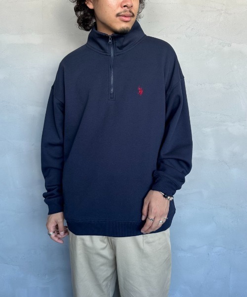 U.S. POLO ASSN.（ユーエスポロアッスン）の「【WEB限定】[U.S. POLO ASSN./ユーエスポロアッスン] 別注 ワンポイントロゴ刺繍 ハーフジップスウェット（スウェット・レディース・バーガンディー/グレー/グレー系/ネイビー系/ネイビー・S/M/L/XL）」の11枚目の写真
