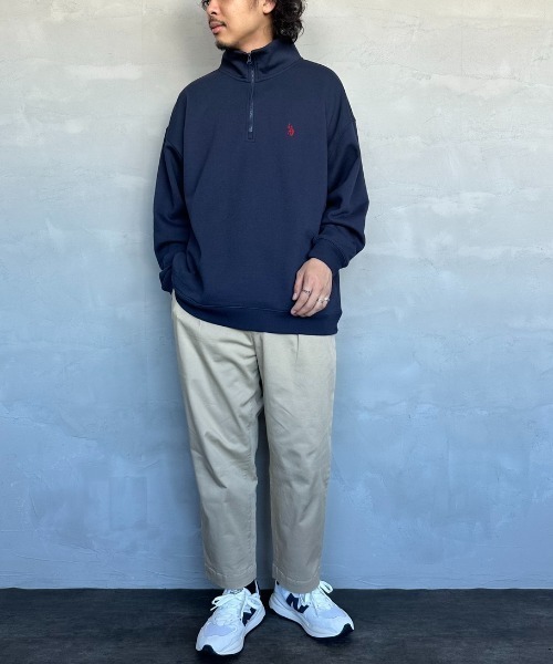 U.S. POLO ASSN.（ユーエスポロアッスン）の「【WEB限定】[U.S. POLO ASSN./ユーエスポロアッスン] 別注 ワンポイントロゴ刺繍 ハーフジップスウェット（スウェット・レディース・バーガンディー/グレー/グレー系/ネイビー系/ネイビー・S/M/L/XL）」の14枚目の写真