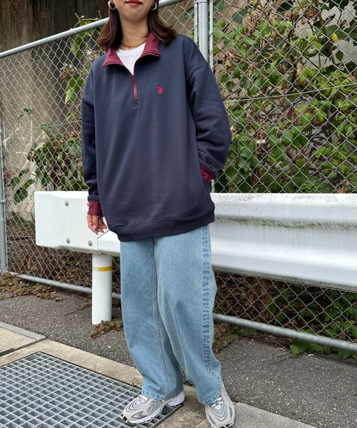 U.S. POLO ASSN.（ユーエスポロアッスン）の「【WEB限定】[U.S. POLO ASSN./ユーエスポロアッスン] 別注 ワンポイントロゴ刺繍 ハーフジップスウェット（スウェット・レディース・バーガンディー/グレー/グレー系/ネイビー系/ネイビー・S/M/L/XL）」の20枚目の写真