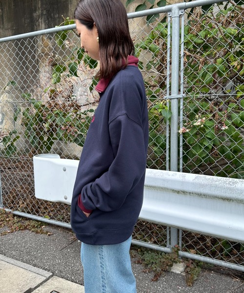 U.S. POLO ASSN.（ユーエスポロアッスン）の「【WEB限定】[U.S. POLO ASSN./ユーエスポロアッスン] 別注 ワンポイントロゴ刺繍 ハーフジップスウェット（スウェット・レディース・バーガンディー/グレー/グレー系/ネイビー系/ネイビー・S/M/L/XL）」の18枚目の写真