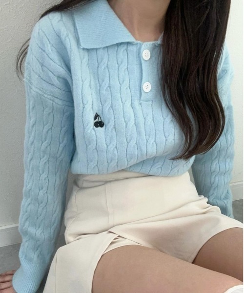 Chick（チック）の「△CHERRIES KNIT POLO / ニットポロ（ニット