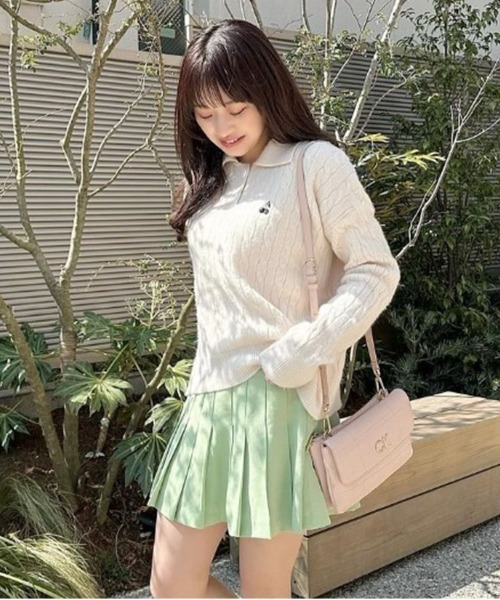 ROOPTOKYO(ループトウキョウ)の「▲CHERRIES KNIT POLO / ニットポロ(ニット/セーター・レディース・ピンク/ライトブルー/ホワイト/ラベンダー/ホワイト系その他・L/S/M/FREE)」の14枚目の写真