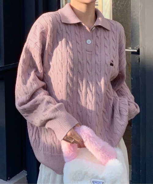 ROOPTOKYO(ループトウキョウ)の「▲CHERRIES KNIT POLO / ニットポロ(ニット/セーター・レディース・ピンク/ライトブルー/ホワイト/ラベンダー/ホワイト系その他・L/S/M/FREE)」の15枚目の写真