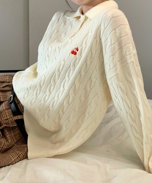 Chick（チック）の「△CHERRIES KNIT POLO / ニットポロ（ニット