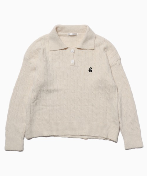 ROOPTOKYO(ループトウキョウ)の「▲CHERRIES KNIT POLO / ニットポロ(ニット/セーター・レディース・ピンク/ライトブルー/ホワイト/ラベンダー/ホワイト系その他・L/S/M/FREE)」の12枚目の写真