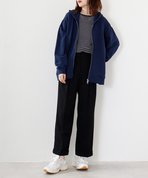 Arinomama(アリノママ)の「Arinomama 綿100%裏毛ZIPパーカー(パーカー・レディース・アイボリー/ネイビー/ブラック/トップグレー・L/M)」の17枚目の写真