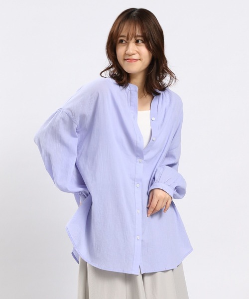 GLOBAL WORK Smile Seed Store（グローバルワーク スマイルシードストア）の「コットンボイルブラウス長袖/176108（シャツ/ブラウス・レディース・アイボリー/ブラック/サックスブルー/ブルー系その他6/チャコール/オレンジ系その他・MEDIUM/SMALL/LARGE/X-LARGE）」の5枚目の写真