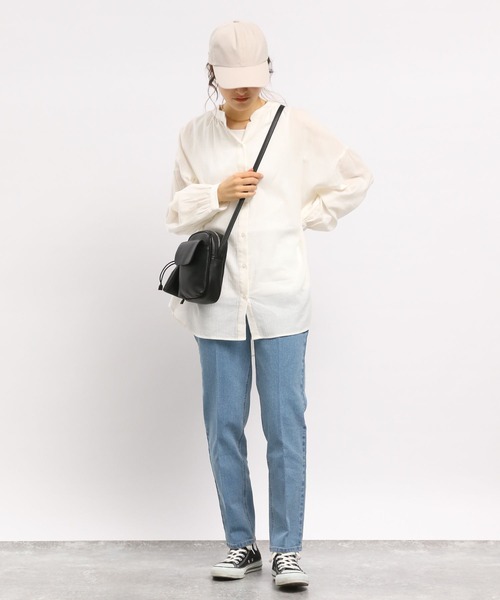 GLOBAL WORK Smile Seed Store（グローバルワーク スマイルシードストア）の「コットンボイルブラウス長袖/176108（シャツ/ブラウス・レディース・アイボリー/ブラック/サックスブルー/ブルー系その他6/チャコール/オレンジ系その他・MEDIUM/SMALL/LARGE/X-LARGE）」の7枚目の写真