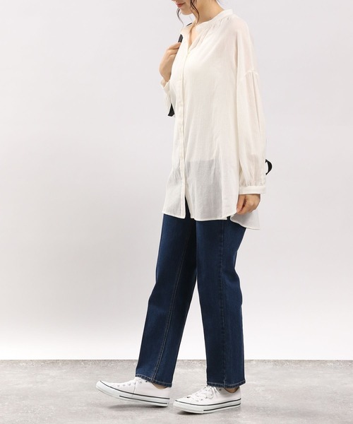 GLOBAL WORK Smile Seed Store（グローバルワーク スマイルシードストア）の「コットンボイルブラウス長袖/176108（シャツ/ブラウス・レディース・アイボリー/ブラック/サックスブルー/ブルー系その他6/チャコール/オレンジ系その他・MEDIUM/SMALL/LARGE/X-LARGE）」の10枚目の写真