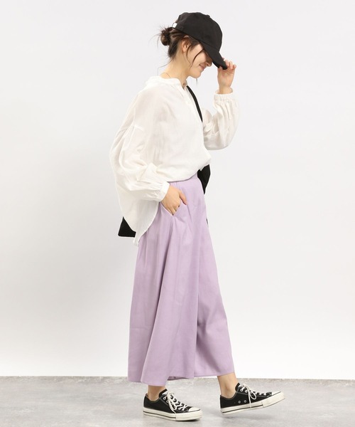 GLOBAL WORK Smile Seed Store（グローバルワーク スマイルシードストア）の「コットンボイルブラウス長袖/176108（シャツ/ブラウス・レディース・アイボリー/ブラック/サックスブルー/ブルー系その他6/チャコール/オレンジ系その他・MEDIUM/SMALL/LARGE/X-LARGE）」の14枚目の写真