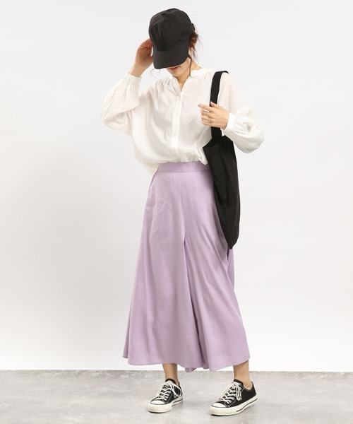 GLOBAL WORK Smile Seed Store（グローバルワーク スマイルシードストア）の「コットンボイルブラウス長袖/176108（シャツ/ブラウス・レディース・アイボリー/ブラック/サックスブルー/ブルー系その他6/チャコール/オレンジ系その他・MEDIUM/SMALL/LARGE/X-LARGE）」の15枚目の写真