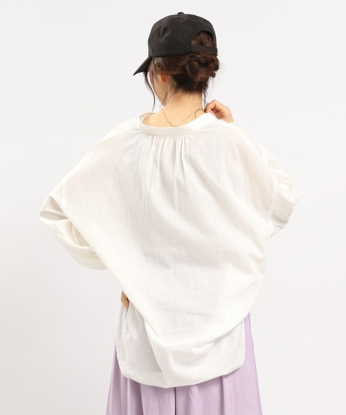 GLOBAL WORK Smile Seed Store（グローバルワーク スマイルシードストア）の「コットンボイルブラウス長袖/176108（シャツ/ブラウス・レディース・アイボリー/ブラック/サックスブルー/ブルー系その他6/チャコール/オレンジ系その他・MEDIUM/SMALL/LARGE/X-LARGE）」の16枚目の写真