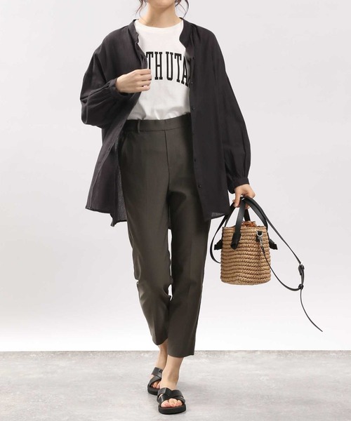 GLOBAL WORK Smile Seed Store（グローバルワーク スマイルシードストア）の「コットンボイルブラウス長袖/176108（シャツ/ブラウス・レディース・アイボリー/ブラック/サックスブルー/ブルー系その他6/チャコール/オレンジ系その他・MEDIUM/SMALL/LARGE/X-LARGE）」の17枚目の写真