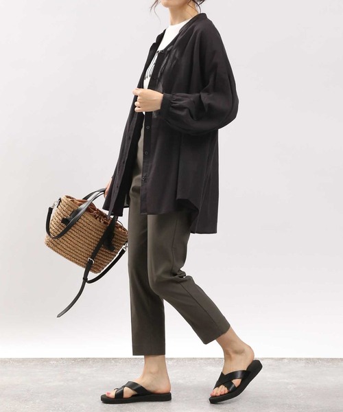 GLOBAL WORK Smile Seed Store（グローバルワーク スマイルシードストア）の「コットンボイルブラウス長袖/176108（シャツ/ブラウス・レディース・アイボリー/ブラック/サックスブルー/ブルー系その他6/チャコール/オレンジ系その他・MEDIUM/SMALL/LARGE/X-LARGE）」の18枚目の写真