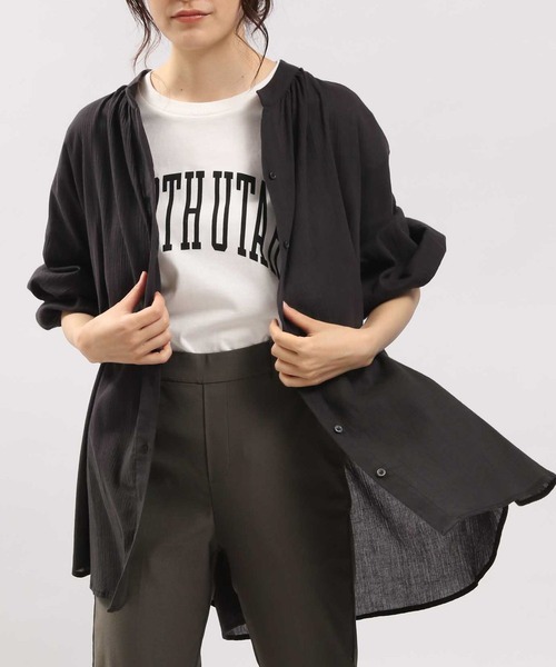 GLOBAL WORK Smile Seed Store（グローバルワーク スマイルシードストア）の「コットンボイルブラウス長袖/176108（シャツ/ブラウス・レディース・アイボリー/ブラック/サックスブルー/ブルー系その他6/チャコール/オレンジ系その他・MEDIUM/SMALL/LARGE/X-LARGE）」の19枚目の写真